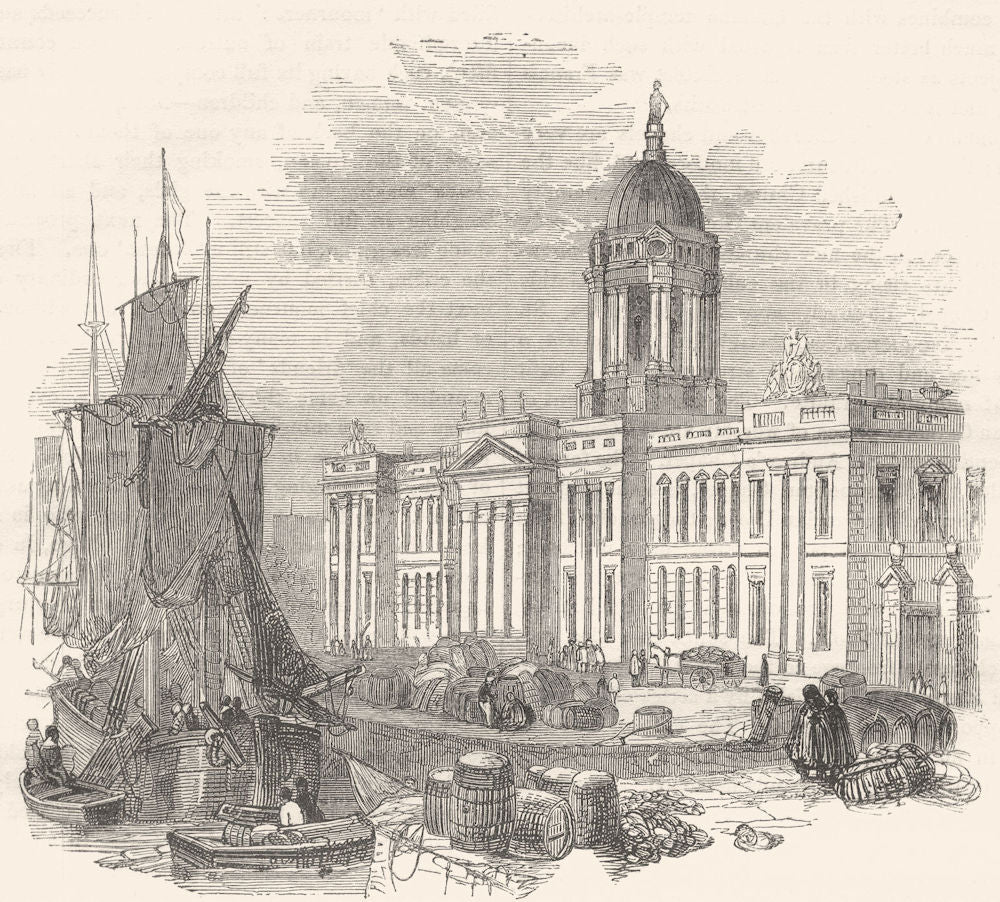 IRELAND. The Custom- House, Dublin 1850 old antique vintage print picture